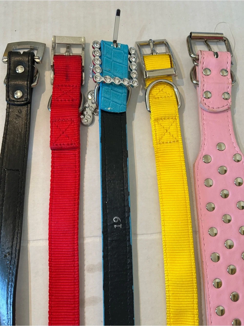 Rhinestone Accent Pet Collar - Black, Red, Blue, Yellow, Pink